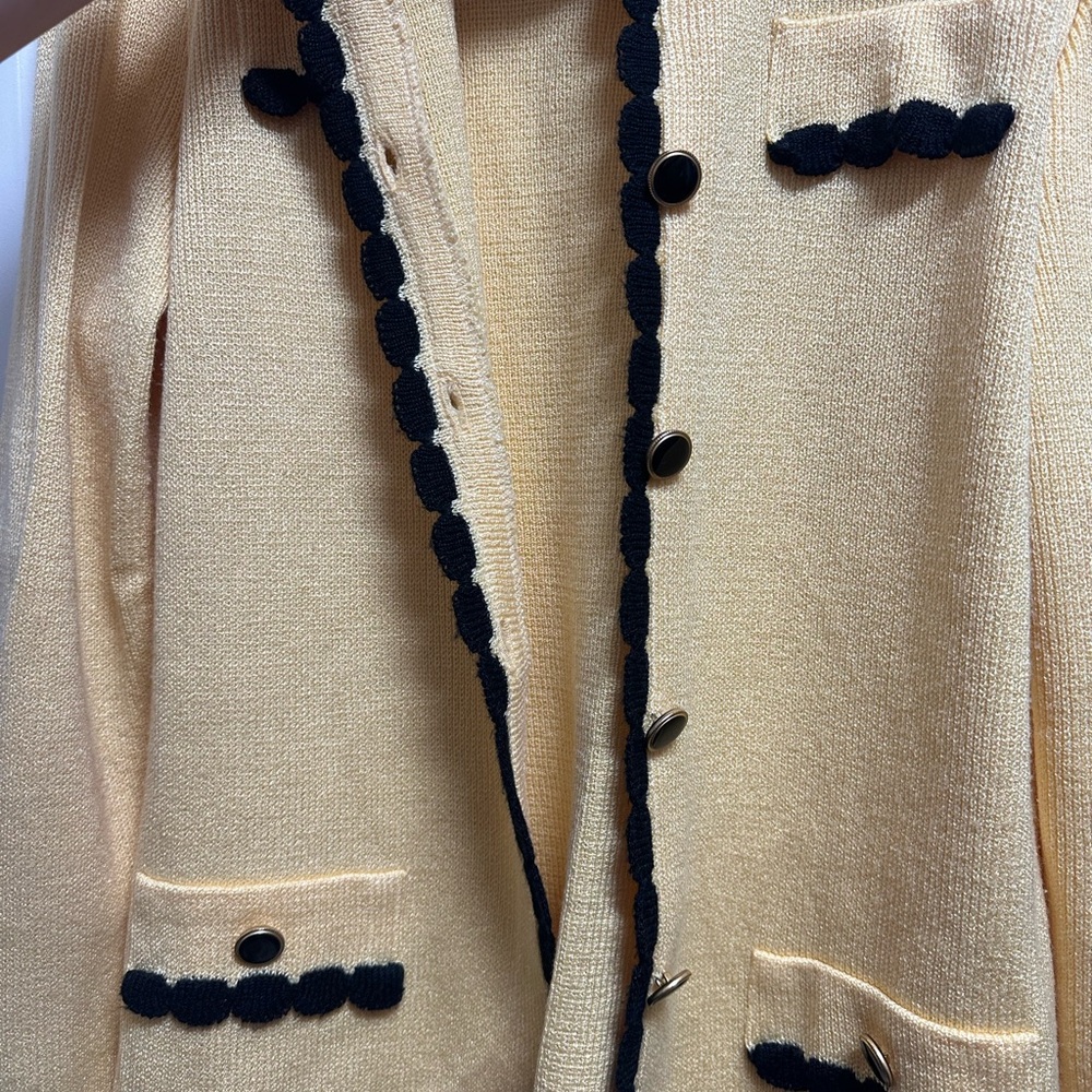 Vintage Mita Sport Yellow and Black Knit Cardigan 4 Petite - Picture 3 of 6